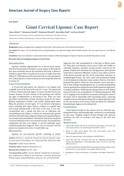 Pdf Giant Cervical Lipoma Case Report Case Report