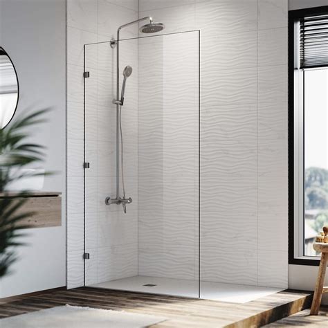 elegant showers walk in shower frameless hinged fixed panel 10mm toughened glass elegantshowers