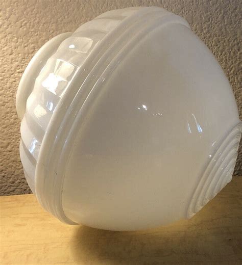 Vintage Large Milk Glass Light Fixture Globe Acorn Shaped Ribbed