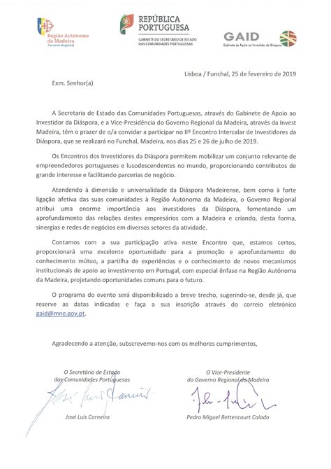 Carta Convite Portugal
