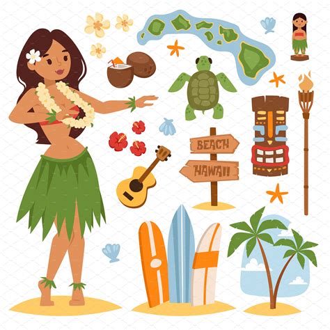 Hawaii Vector Set Illustrator Graphics ~ Creative Market