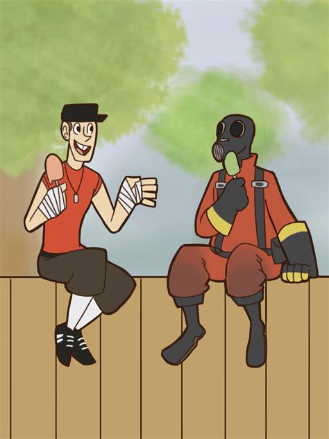 Tf2 Pyro And Scout Hanging Out By Auttyauttyoxenfree On Deviantart