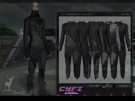 The Sims Resource Cyfi Cyberpunk Outfit Svart Gler