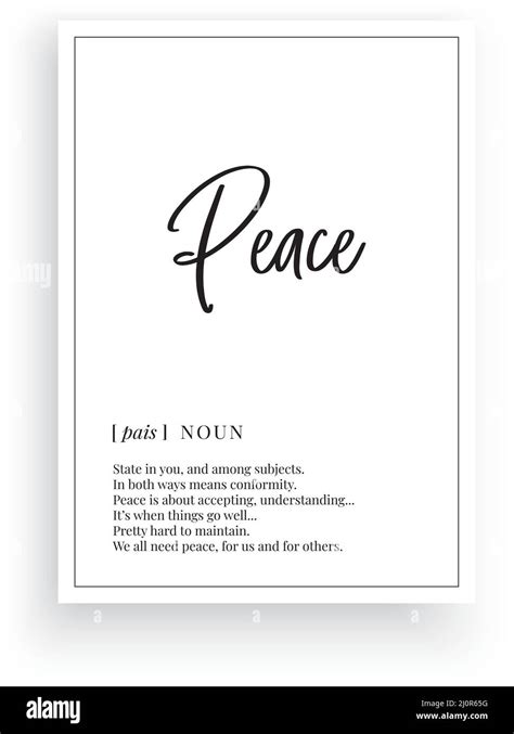 Peace Definition Vector Minimalist Poster Design Wall Decals Peace