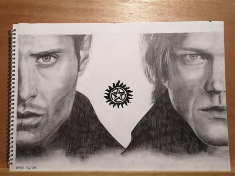 A4 And A3 Prints Sam And Dean Winchester Supernatural Hand Drawn