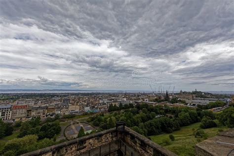 Edinburgh Cityscape View From The Castle Scotland Stock Photo