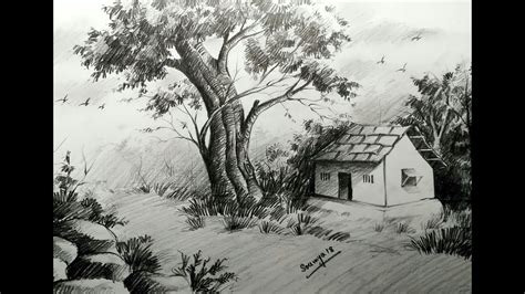 Whether you want to draw them covered in trees or dusted with snow, learn how to draw mountains with depth and september 2, 2020 by veronica winters & filed under art blog, landscapes. HOW TO DRAW EASY HOUSE LANDSCAPE WITH PENCIL | STEP BY STEP - #1 - YouTube