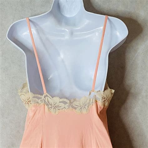 Glydons Sheer Peach Nightgown Lace Lingerie Full Leng Gem