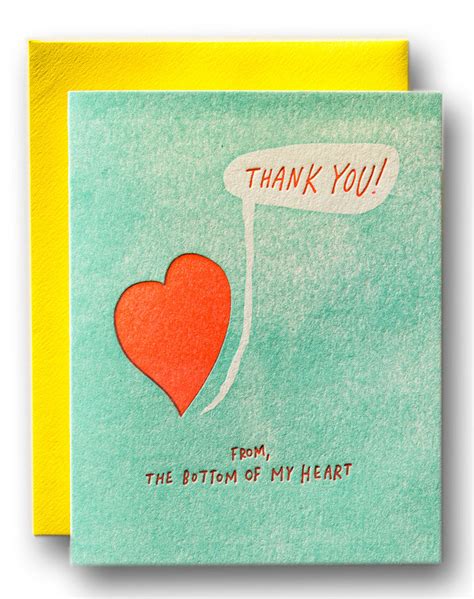 Thank You From The Bottom Of My Heart Ladyfingers Letterpress