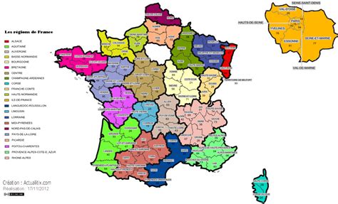 Carte de france avec départements et régions à consulter, télécharger et imprimer. Carte administrative des régions de France - Carte des ...