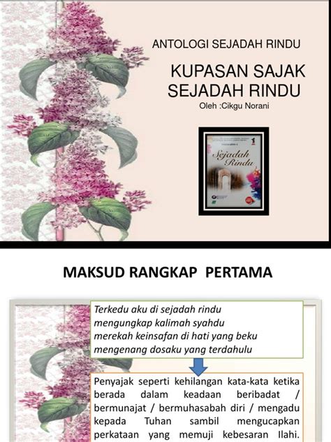 Penyajak termenung sewaktu berada di atas sejadah. Sajak Sejadah Rindu PPT