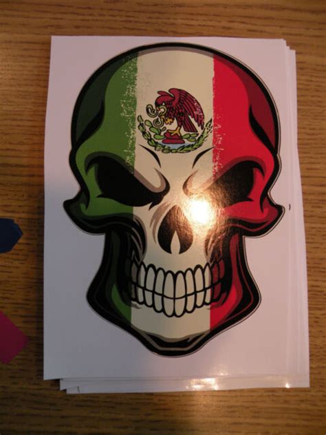 272 1 3 Mexican Mexico Flag Skull Sticker Decal Cráneo Bandera Mexicana Ebay