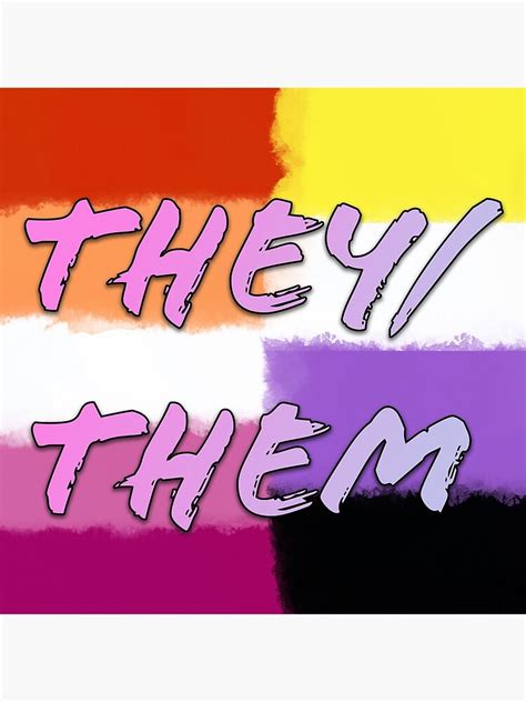 Non Binary Lesbian Theythem Pronoun Flag Poster For Sale By