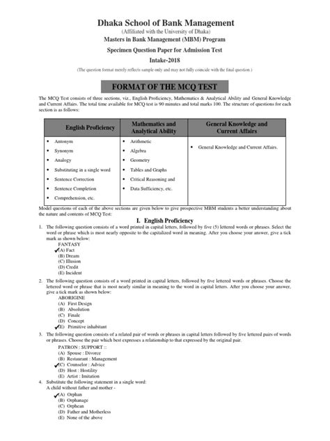 School Question Paper Format