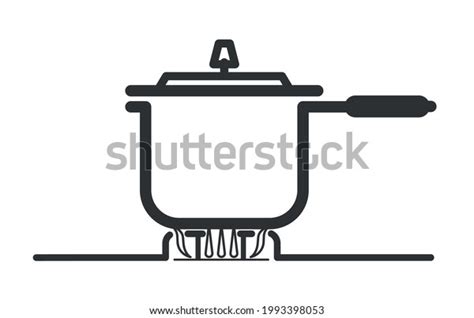 Pressure Cooker Icon Cooking On Fire Stock Vector Royalty Free