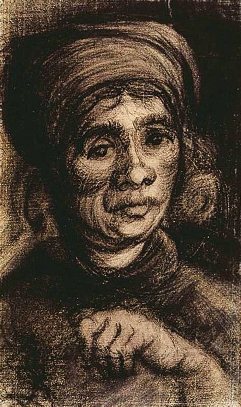 Head Of A Woman Vincent Van Gogh Drawing Black Chalk On Laid