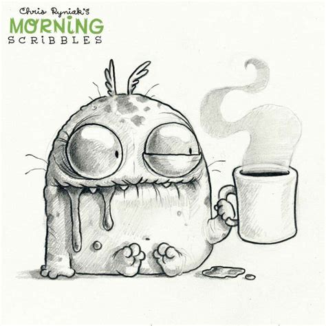 How to draw a dog. Morning coffee monster doodle | Cute monsters drawings ...