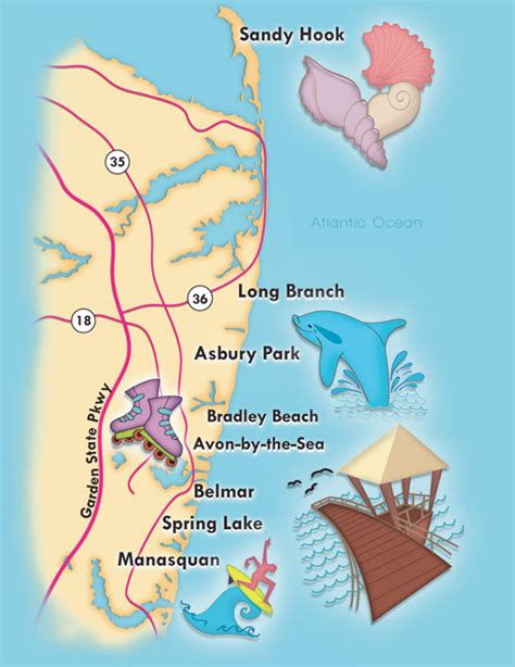 New Jersey Shore Beaches Map New River Kayaking Map
