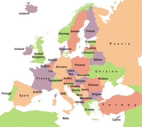 Djeca trebaju prepoznati svaku od njih i svrstati na kartu… sastoji se od 38 dijelova te sadrži legendu sa zastavama. Karta Europe Države Na Hrvatskom | Karta Azije