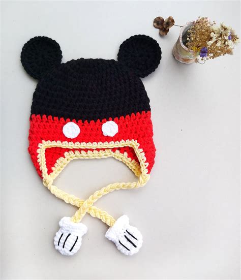 Crochet Mickey Mouse Hat Mickey Mouse Beanie Boys Hat Etsy