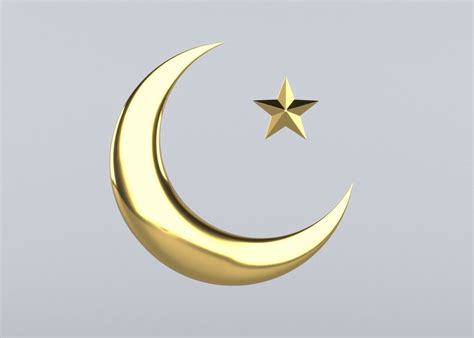 Islam Crescent Moon And Star Logo D Model CGTrader