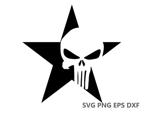 Punisher Star Skull Svg Cutting Files Eps Dxf Png Cricut Etsy