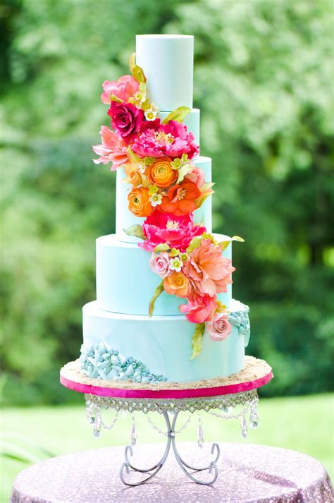 Living Coral Wedding Cake