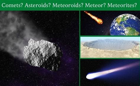 Difference Comets Asteroids Meteoroids Meteor Meteorites