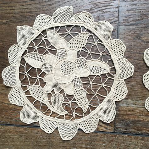 Lot 4 Vintage Needle Lace Round Doily Doilies Crafts Quilting Etsy