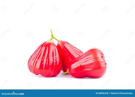 Ripe Red Rose Apple On White Background Healthy Rose Apple Fruit Food