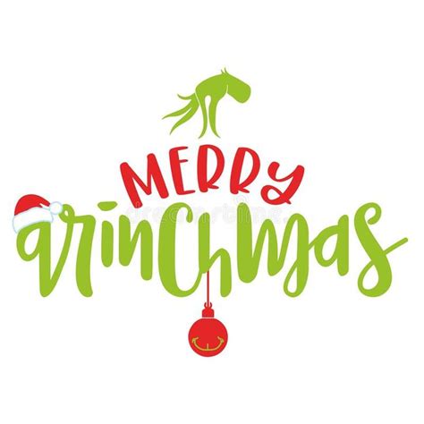 Merry Christmas With Grinch Calligraphy Phrase For Christmas Hand