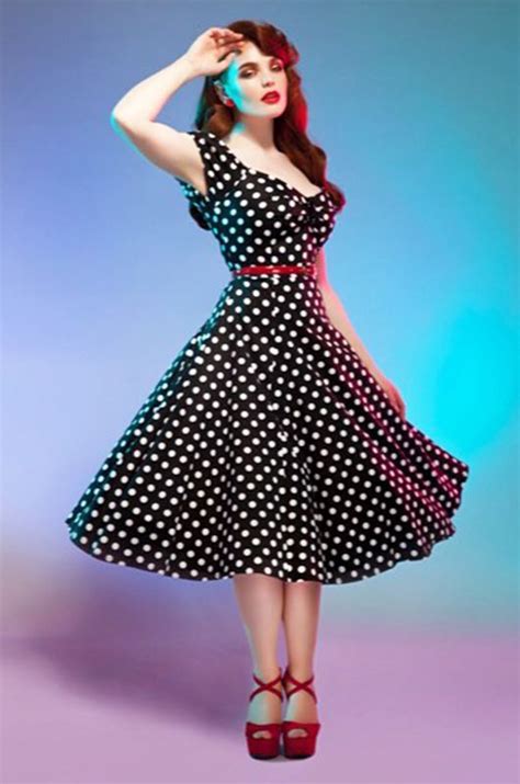 Vestido Inspiración Vintage 50´s Rockabilly Swing Lunares Grandes Negro