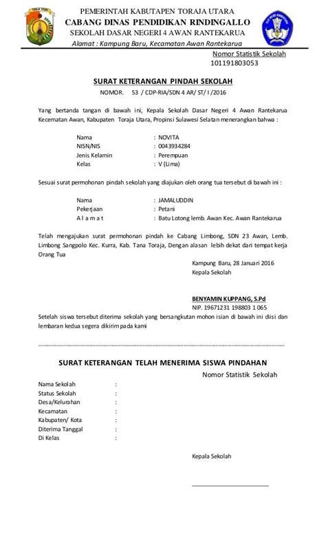Contoh Surat Pernyataan Pindah Sekolah  Kumpulan Contoh