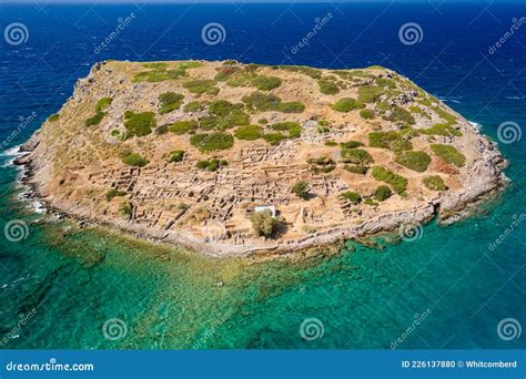 Aerial View Of Ancient Minoan Ruins On An Island Mochlos Crete Greece