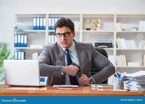 The Angry Aggressive Businessman In The Office Stock Photo Image Of