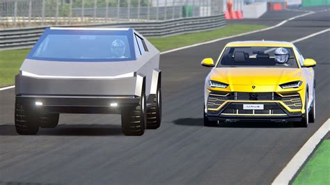Tesla Cybertruck Vs Lamborghini Urus Monza Youtube