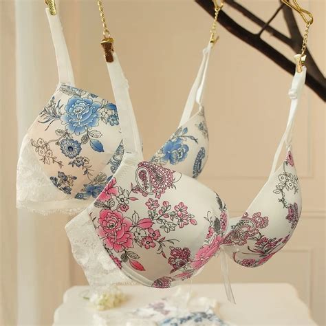 Women Intimates Lace Flower Printed Bra And Brief Sets Sexy Fashion
