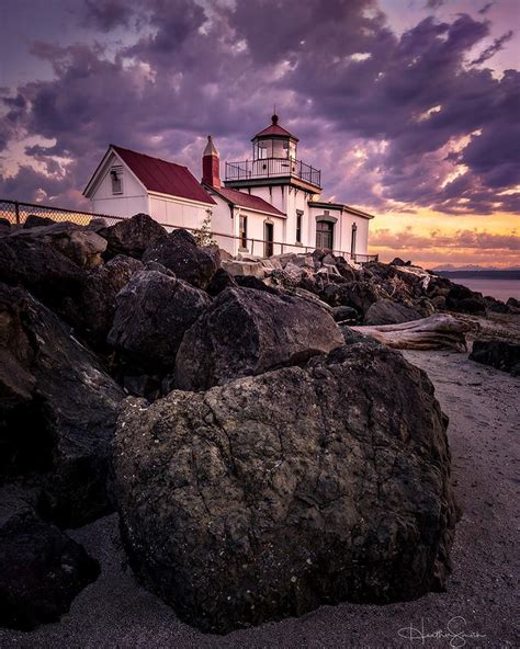 Brooding Skies Over West Point Lighthouse At Discovery Park Seattle