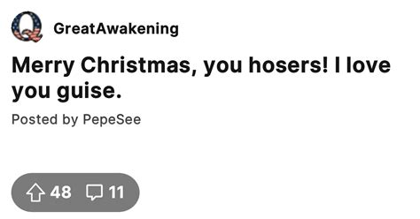 merry christmas you hosers i love you guise the great awakening where we go qne we go all