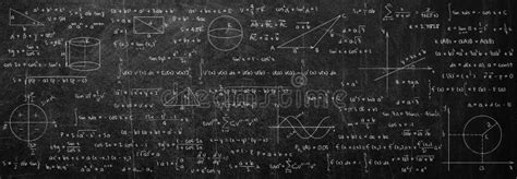Many Different Math Formulas Written On Blackboard Algebra And