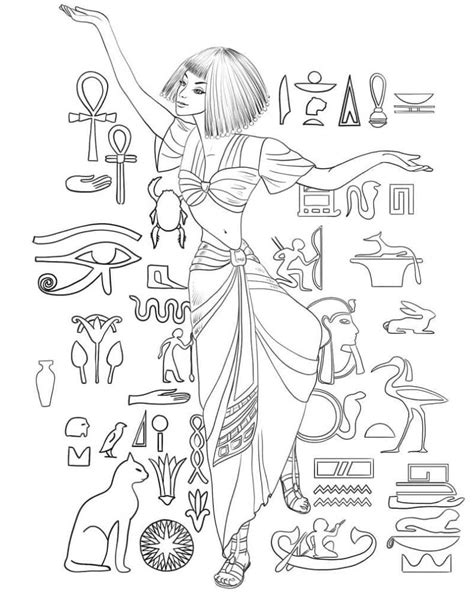 Desenhos De Uma Garota Do Antigo Egito Para Colorir E Imprimir