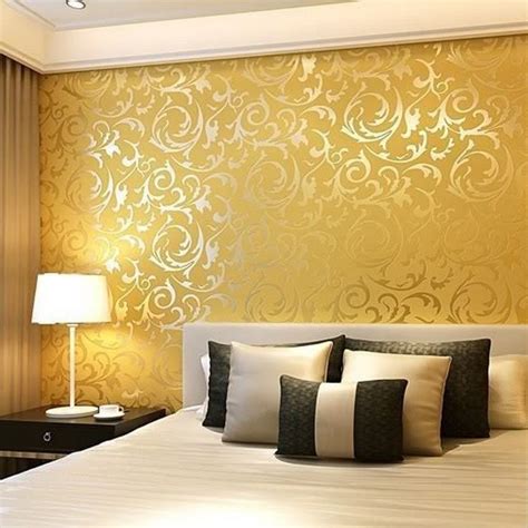 Italian Style Modern 3d Embossed Background Wallpaper Golden Colour