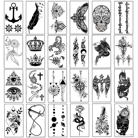 Yazhiji 32 Sheets Temporary Tattoos Stickers 8 Sheets Fake Body Arm