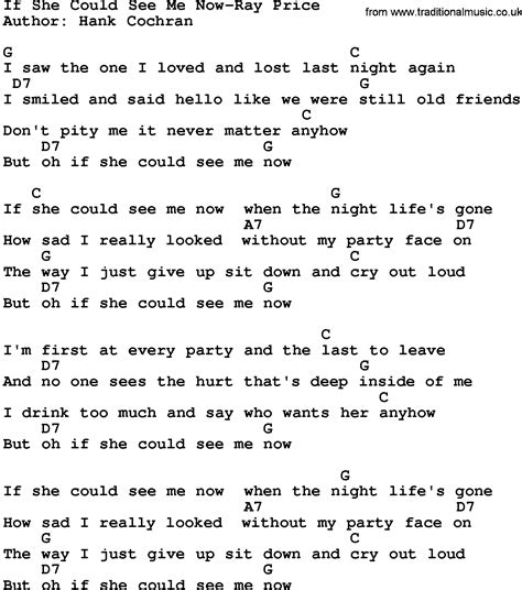 Country Music If She Could See Me Now Ray Price Lyrics And Chords