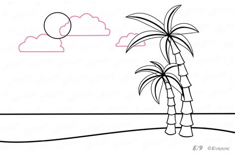 Dengan bentuk dan warna bunga sebagai contoh hasil mewarnai sketsa bunga dengan hasil yang cantik dan indah dapat kalian lihat. Cara menggambar pantai dengan pohon palem dan laut secara ...