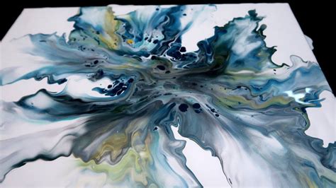 Big Blue Acrylic Pouring Gorgeous Blue And Silver Fluid Art Painting
