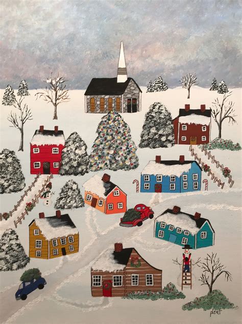 Christmas Eve Is Folk Art Painting Folk Art Original Art Acrylic