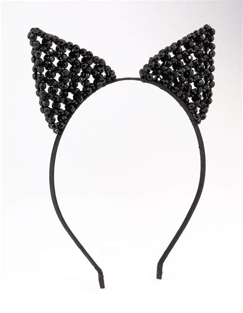Black Cat Ear Beaded Headband Lovisa