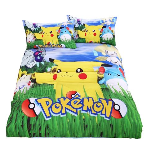 Moonpalace Pokemon Bedding Set Pikachu Printed Duvet Cover Cartoon For