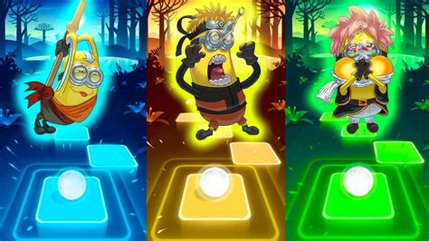 Tiles Hop EDM Rush NARUTO VS AANG VS NATSU Doraguniru Minions Battle